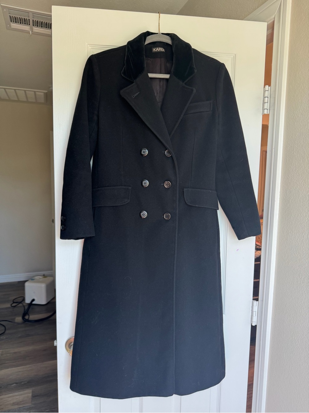 Vintage Karen double-breasted maxi overcoat sz M